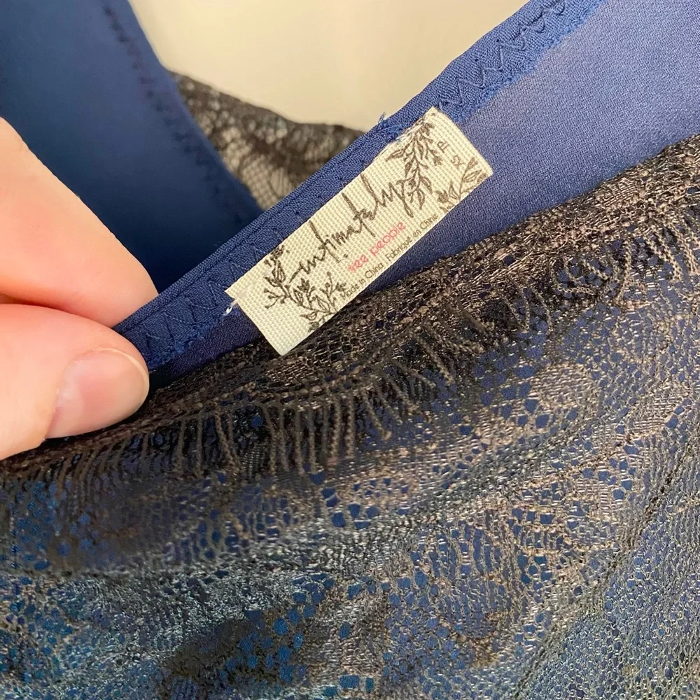 Free People Lace Bralette Tank Navy/Black Size XS